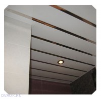 Реечный потолков белый с хром вставкой - Размер 2.1 х 1.93 м