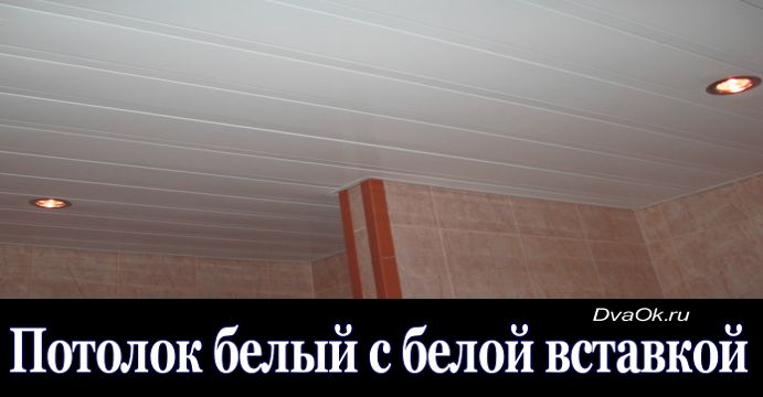 потолок реечный белый матовый с белой вставкой